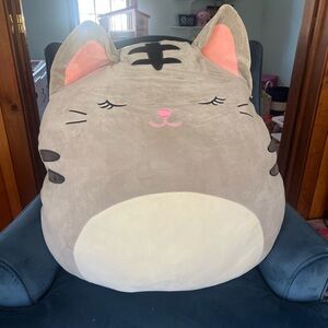 RARE XL SQUISHMALLOW Tally 24" Jumbo Tabby Cat Original Gray White